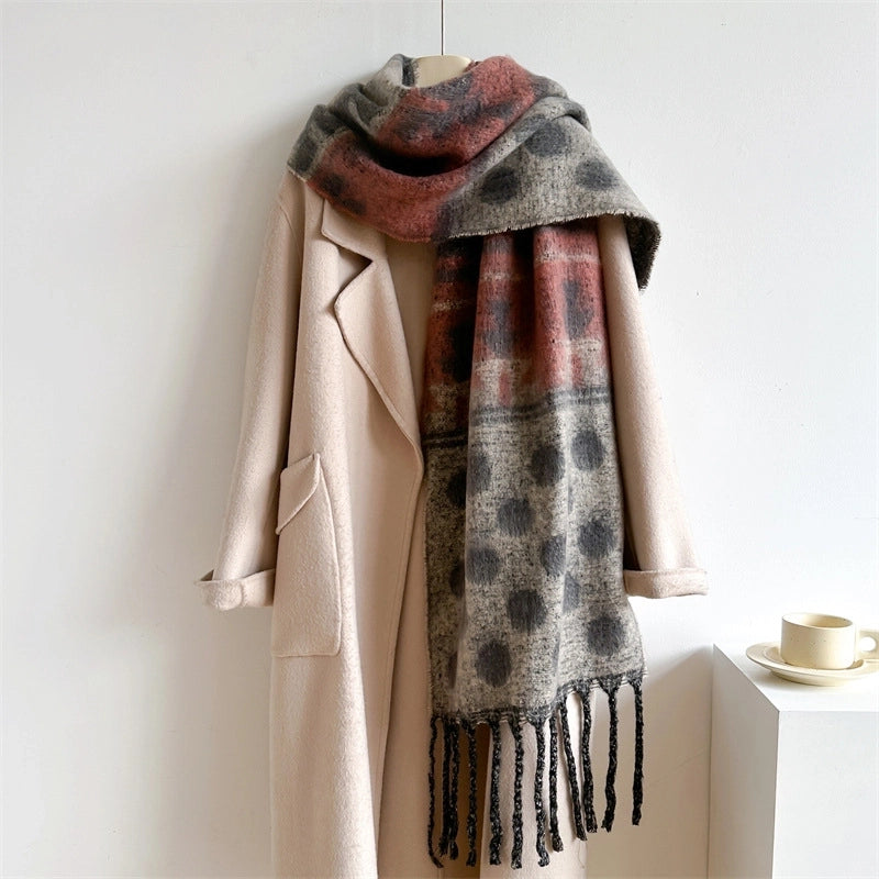 Women's Elegant Basic Minimalist Polka Dots Imitation Cashmere Polyester Scarf