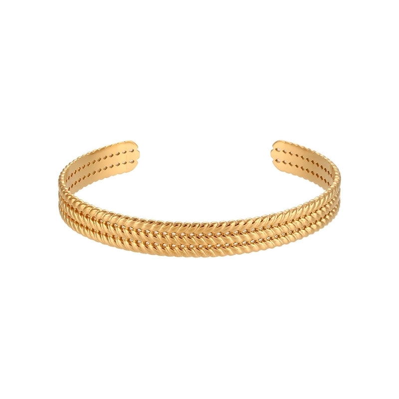 Fashion Solid Color 304 Stainless Steel 18K Gold Plated Bangle In Bulk
