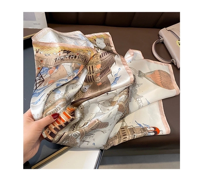 Women's Elegant Basic Printing Silk Silk Scarf