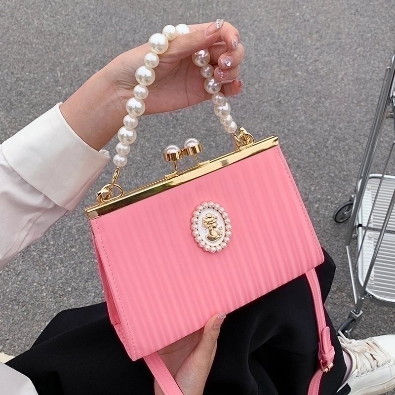 Women's Medium Pu Leather Solid Color Elegant Classic Style Sewing Thread Shell Buckle Shoulder Bag Crossbody Bag Dome Bag