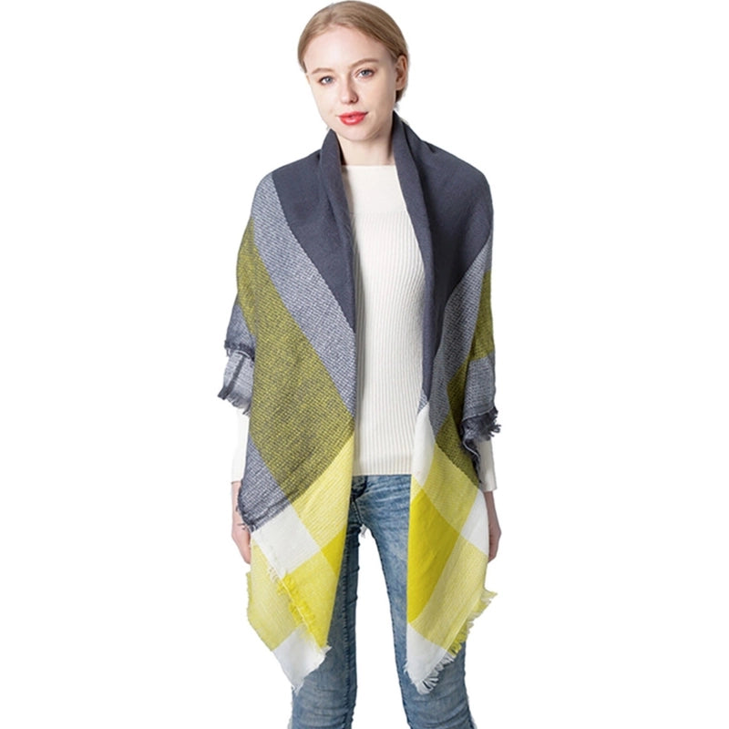 Women's Casual Color Block Imitation Cashmere Scarf