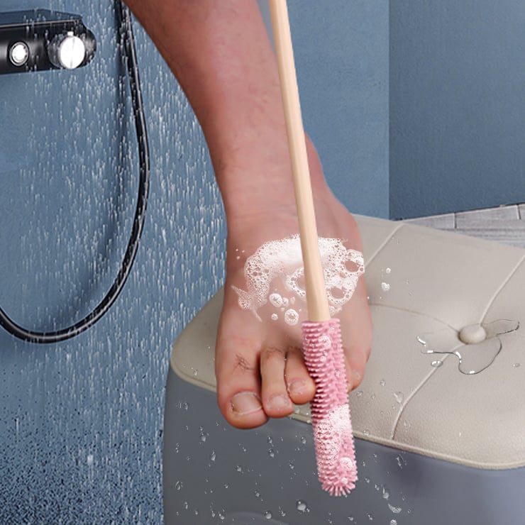 (2PCS/ SET) Long Handled Silicone Toe Crevice Cleaning Brush & Exfoliating Brush