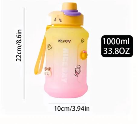 Gradient Water Bottle With Straw