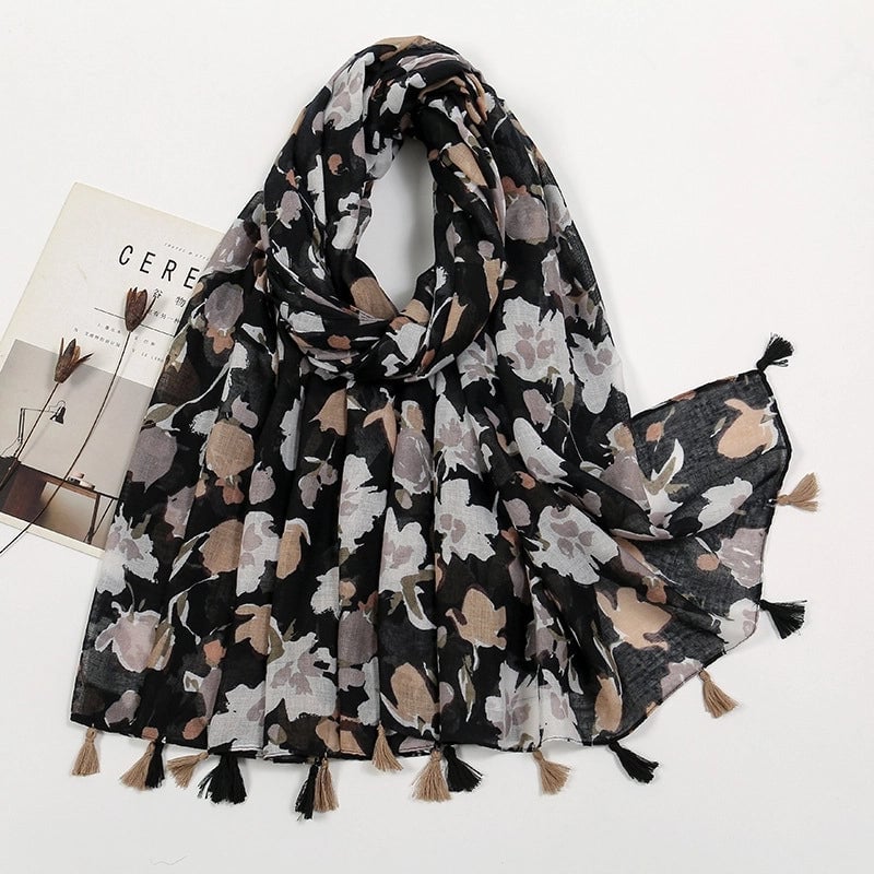 Women'S Bohemian Geometric Cotton And Linen Scarf
