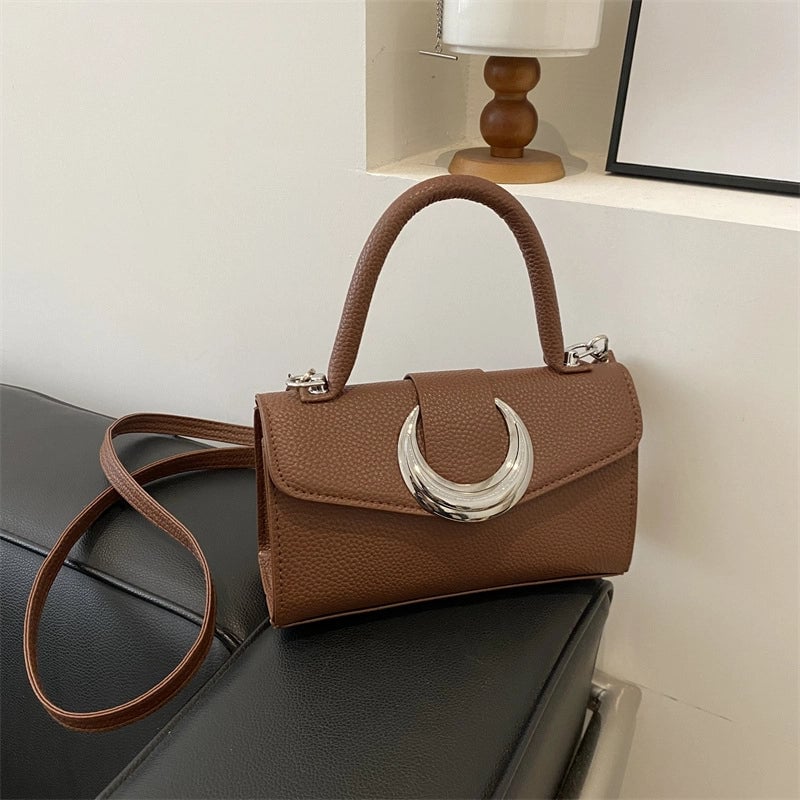 Women's Small Pu Leather Solid Color Streetwear Square Magnetic Buckle Shoulder Bag Handbag Crossbody Bag