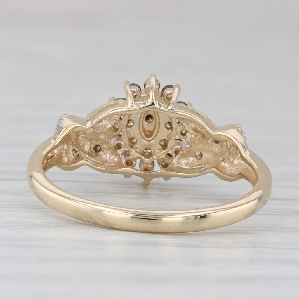 0.21ctw Champagne Diamond Cluster Engagement Ring 14k Yellow Gold Size 6
