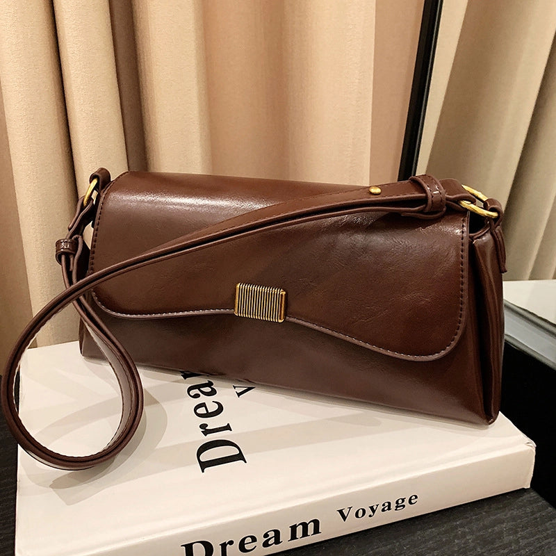 Women's Large Pu Leather Solid Color Streetwear Square Zipper Shoulder Bag Crossbody Bag