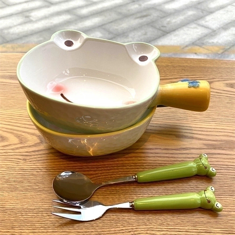 Cartoon Cute Frog Crocodile 430 Stainless Steel Ceramics Tableware