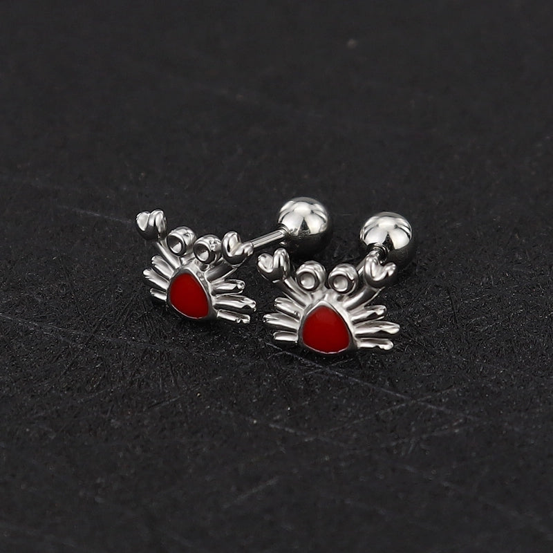 1 Piece Cute Minimalist Geometric Animal Crown Plating Titanium Steel Ear Studs