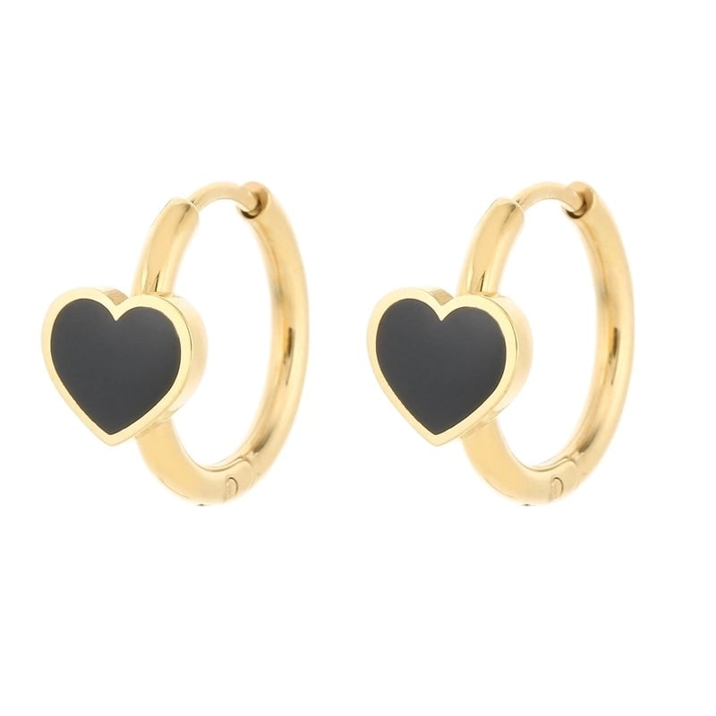 1 Pair Modern Style Minimalist Heart Shape Plating Stainless Steel 18K Gold Plated Hoop Earrings