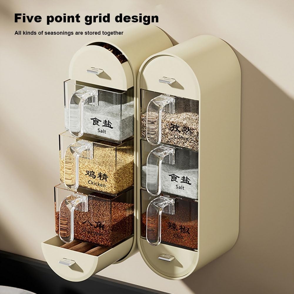 Household Condiment Box No drilling Hangable Condiment Dispenser.for Home Kitchen