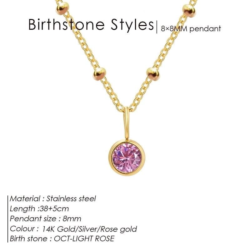 Minimalist Classic Style Geometric 316L Stainless Steel  Rhinestones Inlay Stainless Steel Necklaces