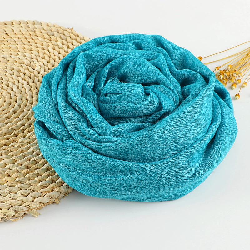 Women's Sweet Solid Color Cotton Silk Scarves