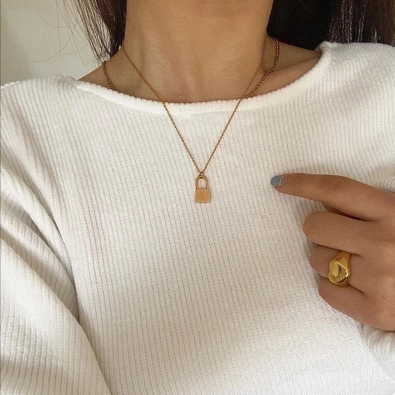 Fashion Letter 304 Stainless Steel 18K Gold Plated Plating Necklace
