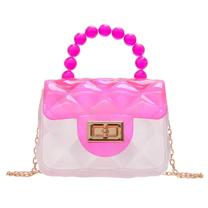 Women's Mini Pvc Color Block Fashion Transparent Square Lock Clasp Crossbody Bag
