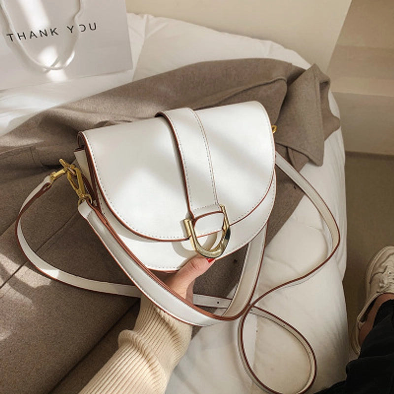Women's Small Pu Leather Solid Color Streetwear Shell Magnetic Buckle Shoulder Bag Crossbody Bag