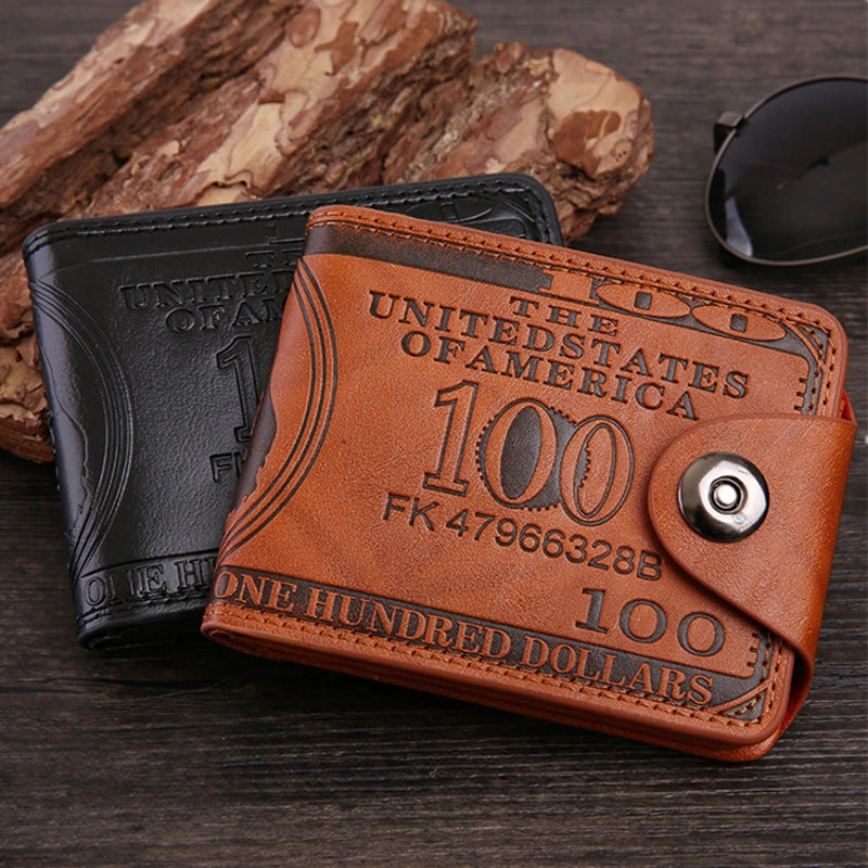 New Pressure Change Short Retro Magnetic Buckle Dollar Pattern Men's Wallet