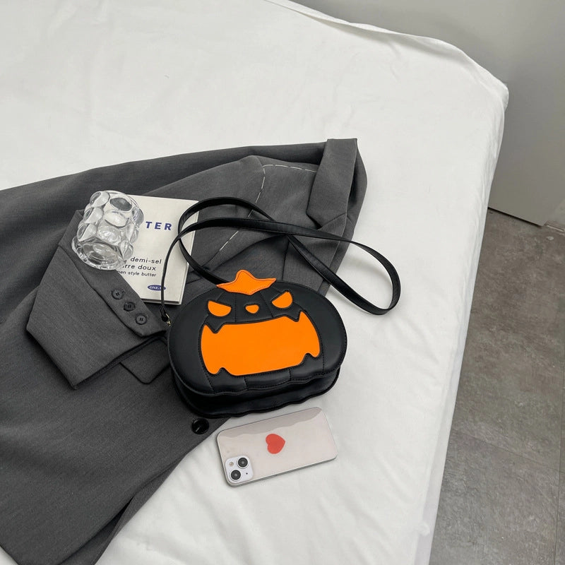 Halloween Women's Small Pu Leather Pumpkin Streetwear Zipper Shoulder Bag