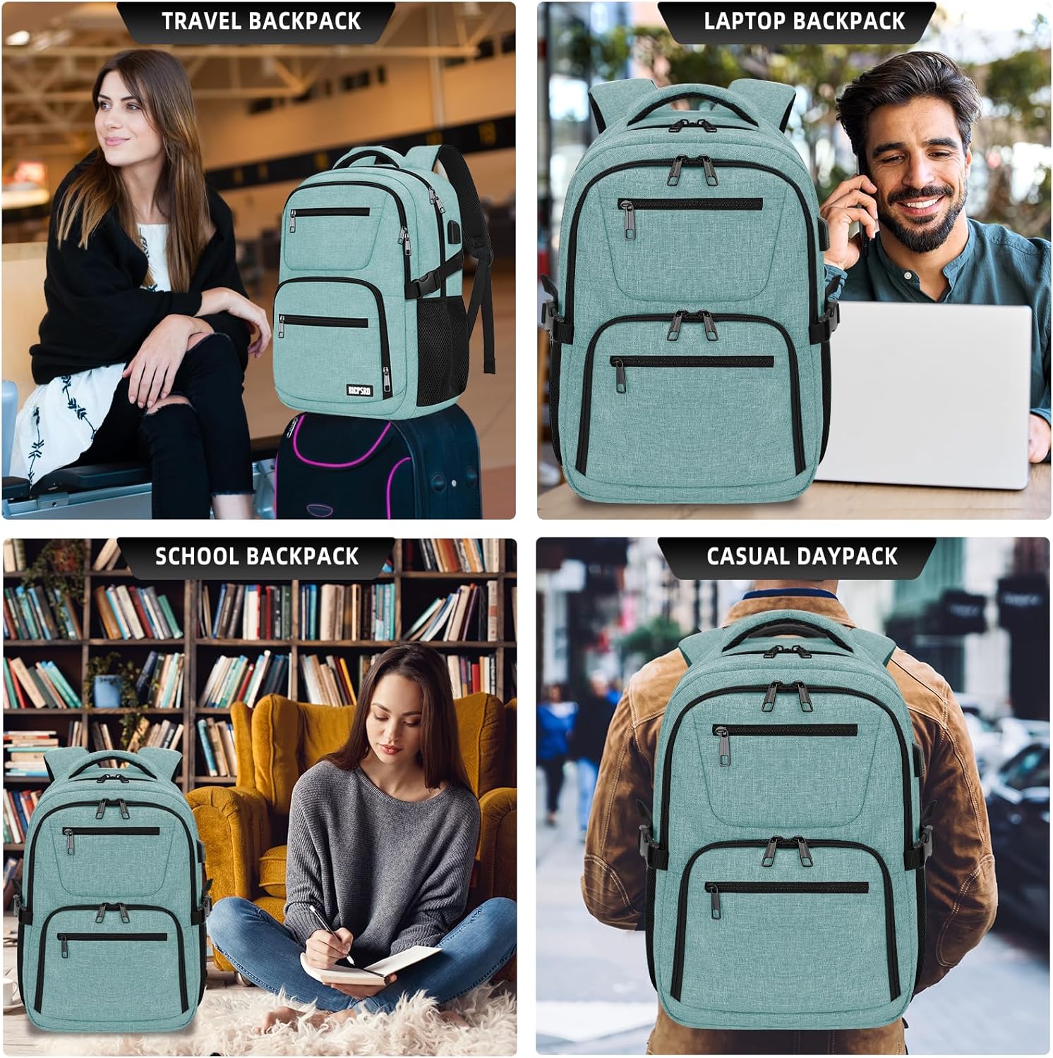 Black backpack for school, School Backpack for boys teens, Backpacks for men, College high middle school bookbag Fits15.6 Inch Laptop with USB Charging Port, Boys backpack, Book bag