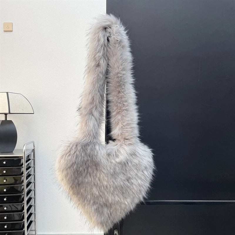 Women's Large Winter Plush Polyester Streetwear Shoulder Bag