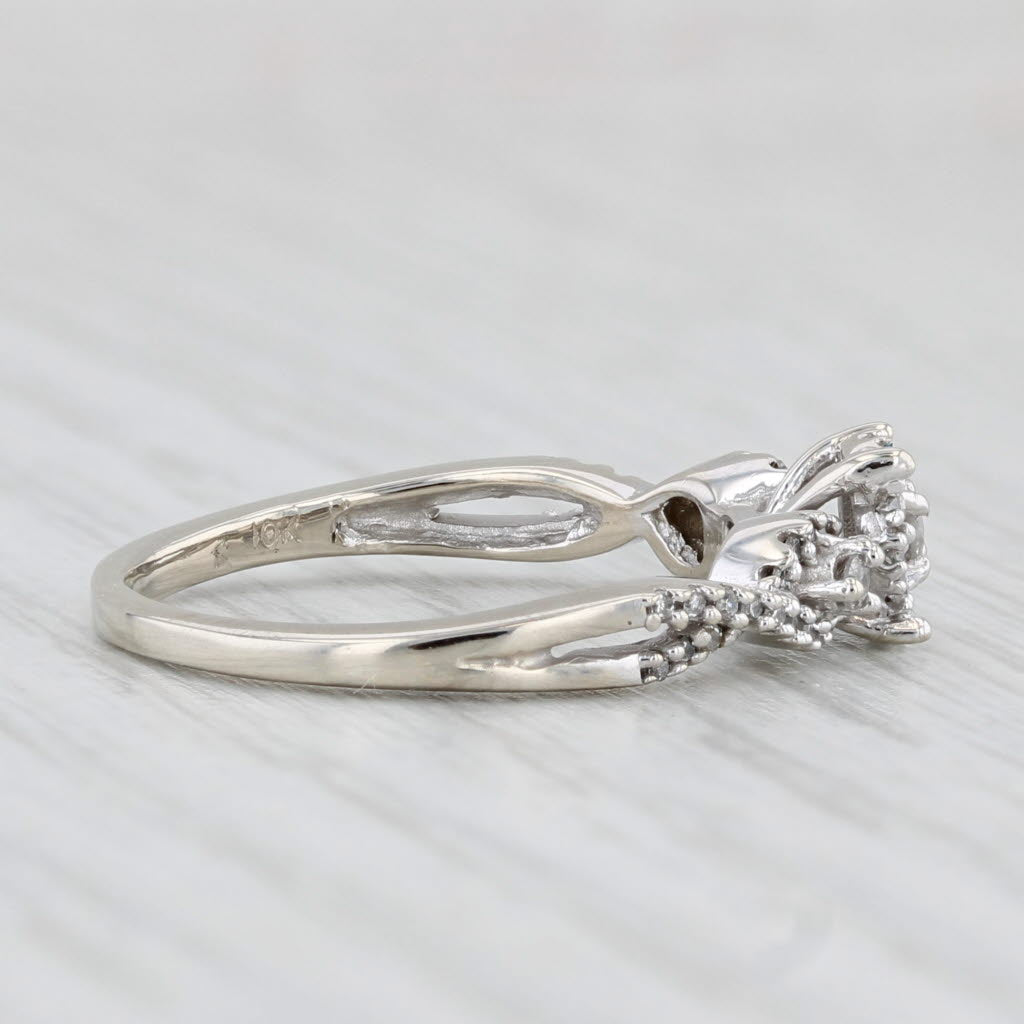 0.15ctw Diamond Cluster Engagement Ring 10k White Gold Size 6