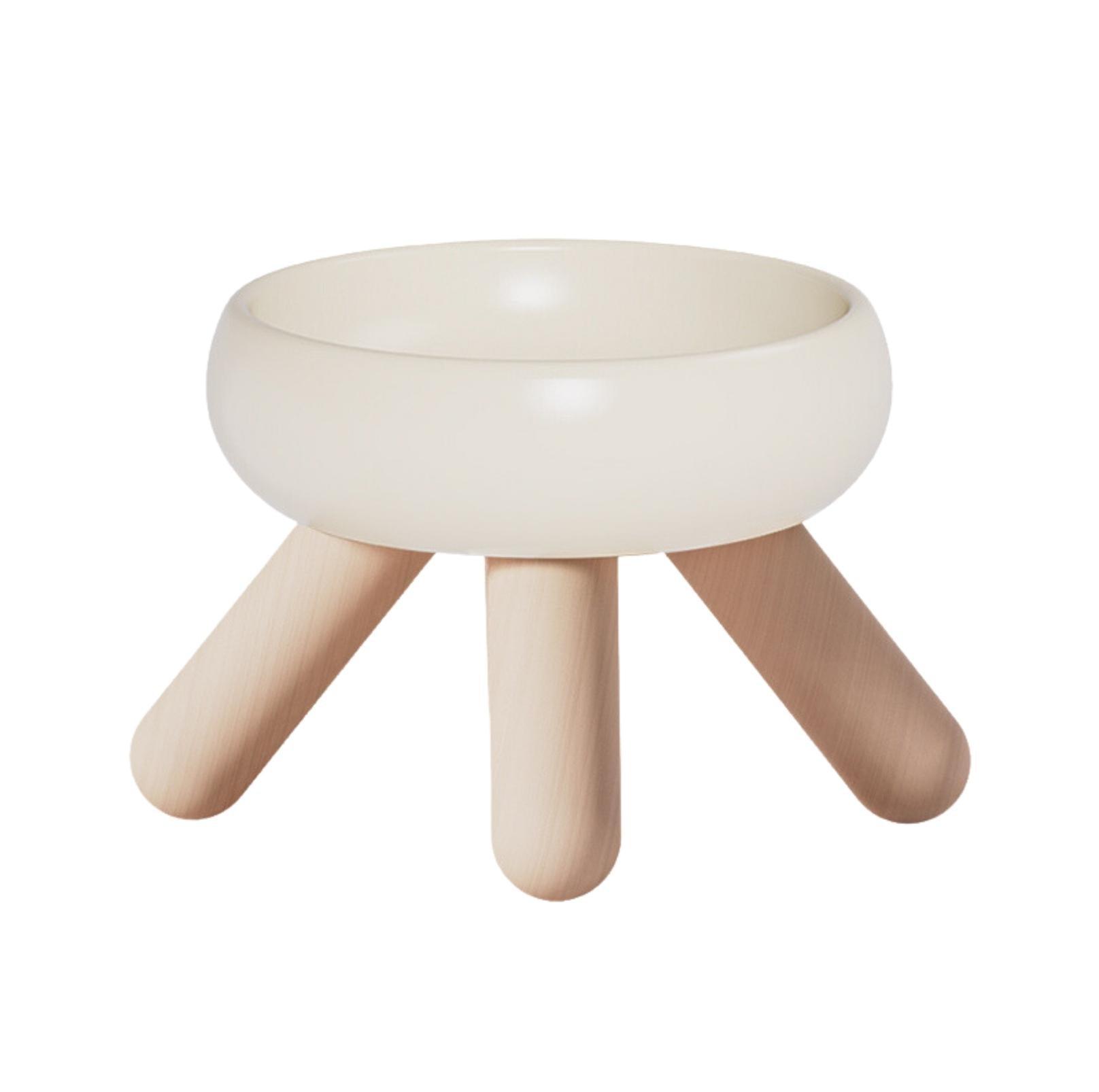Gulu Ceramic Pet Food/Water Cat Bowls Small Dog Bowls with Wooden Stand