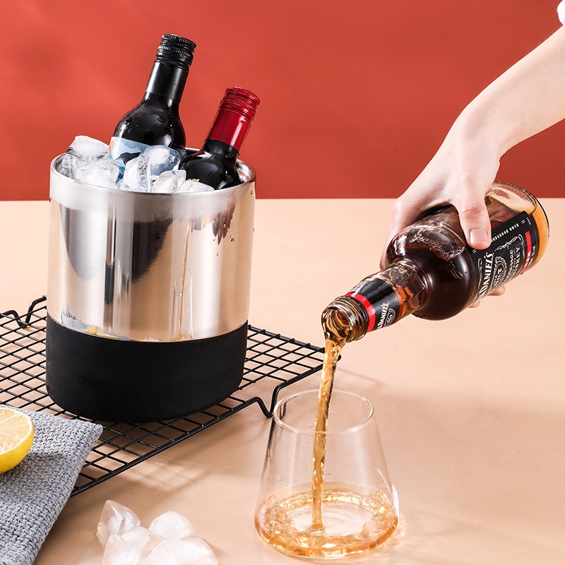 304 Stainless Steel Ice Barrel Ice Bucket Bar KTV Commercial Household Small Ice Grain Beer Bucket Storage Bucket