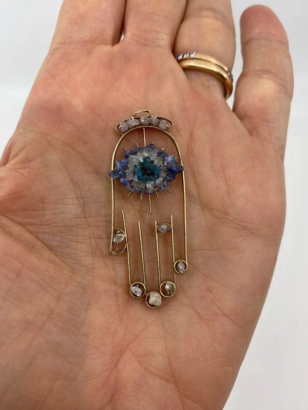 Healing Crystal Hamsa Necklace