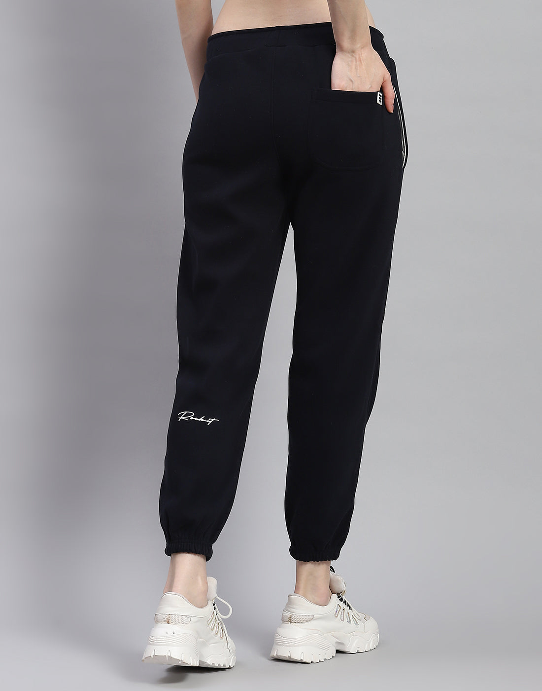 Women Navy Blue Solid Regular Fit Winter Lower