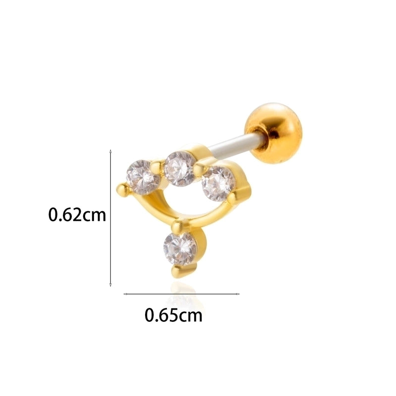 1 Piece Ear Cartilage Rings & Studs Minimalist Classic Style Star Moon Butterfly 316L Stainless Steel  Copper Plating Inlay Zircon
