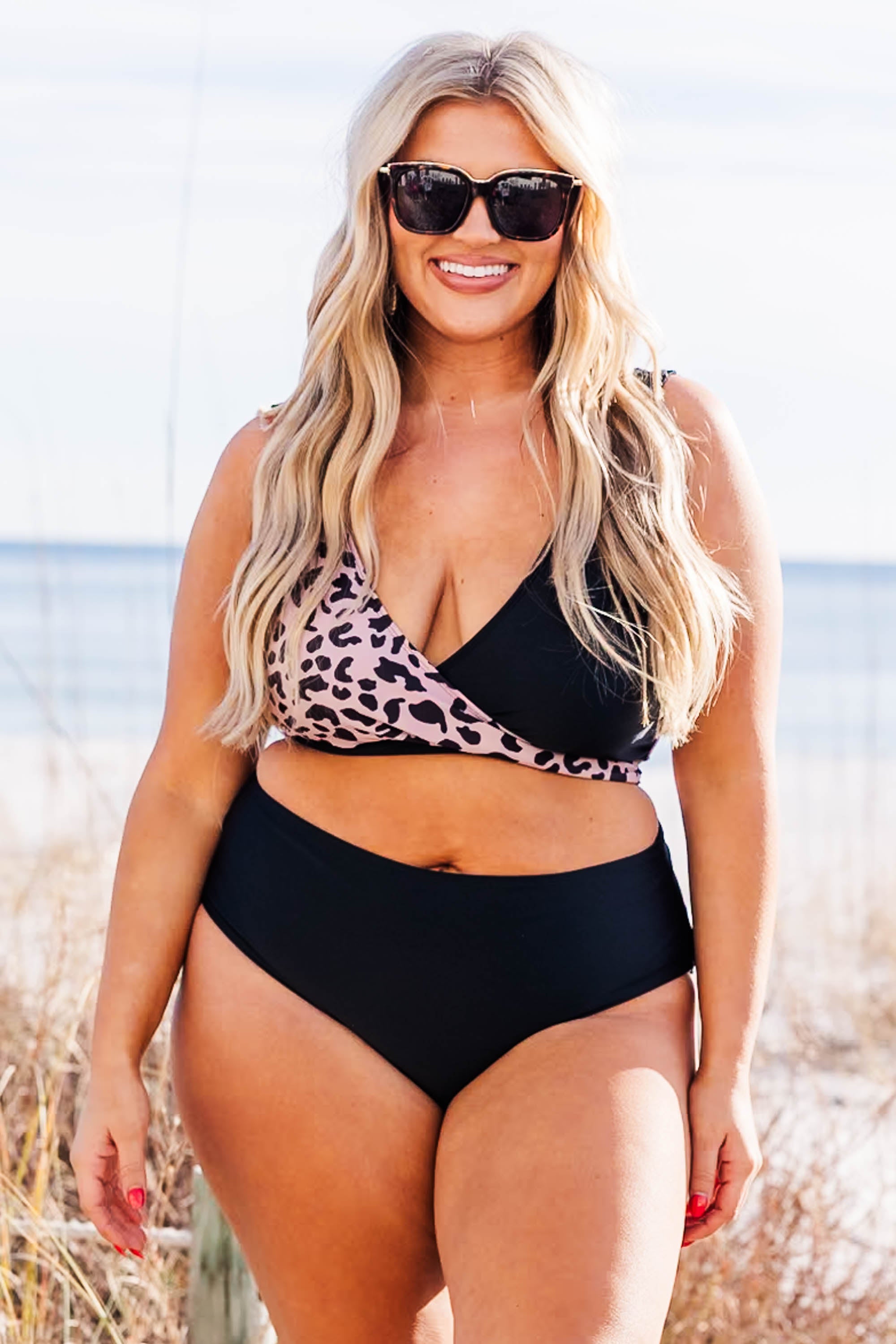 Catch Flights Swim Top. Leopard