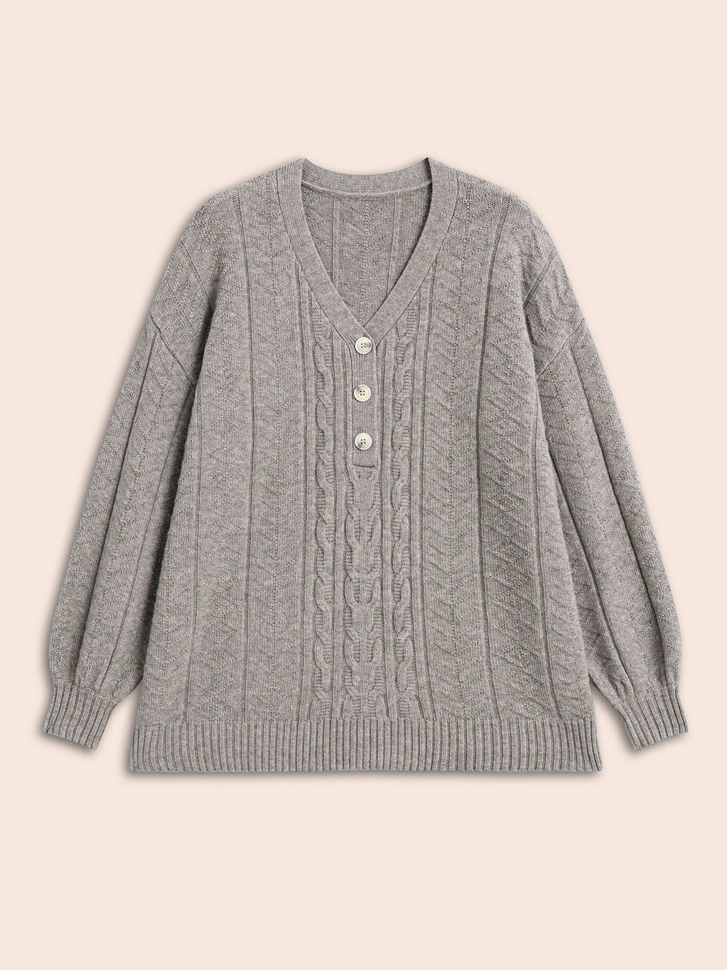 Supersoft Essentials Cable Knit Button Up Pullover