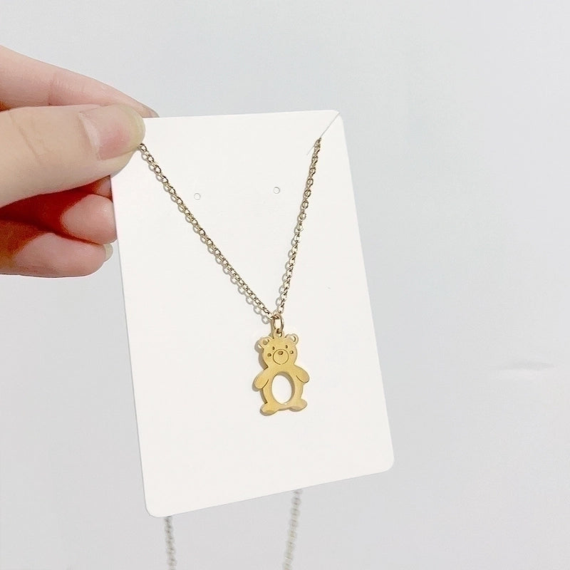 Minimalist Christmas Tree Santa Claus Gingerbread Titanium Steel Plating Hollow Out Pendant Necklace