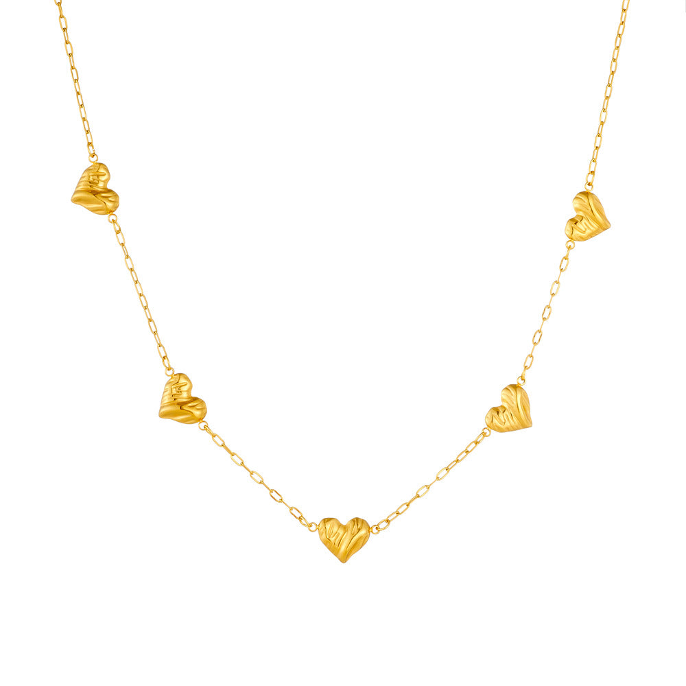 Fashionable Simple And Versatile Texture Glossy Gold-Plated Love Flower Accessories Chain Stainless Steel Jewelry Necklace
