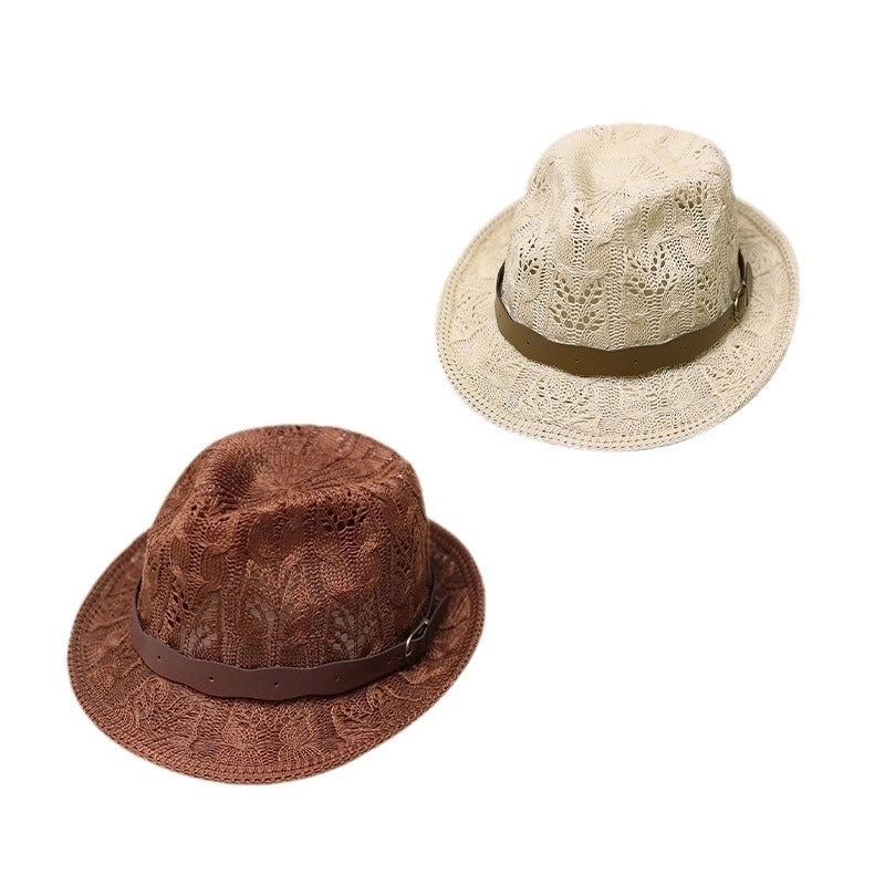 Unisex Basic Solid Color Flat Eaves Fedora Hat