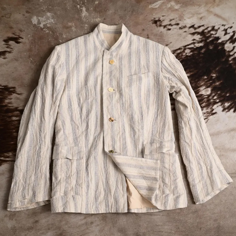 Vintage Men's Striped Washed Cotton Blazer