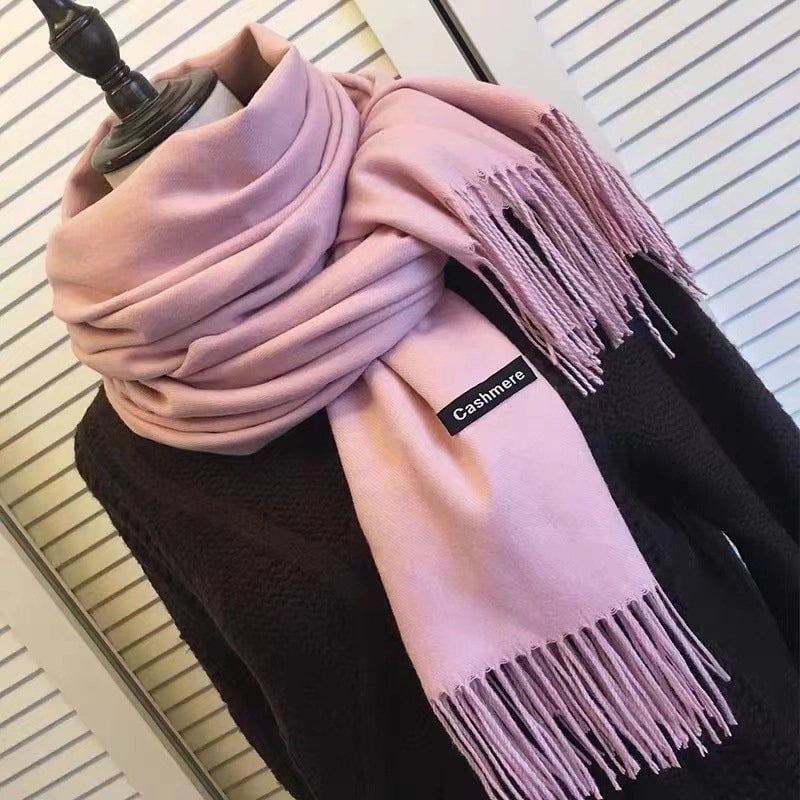 Autumn And Winter New Solid Color Scarf Sweet Wind Imitation Cashmere Scarf Women's Warm Scarf Fashion Shawl