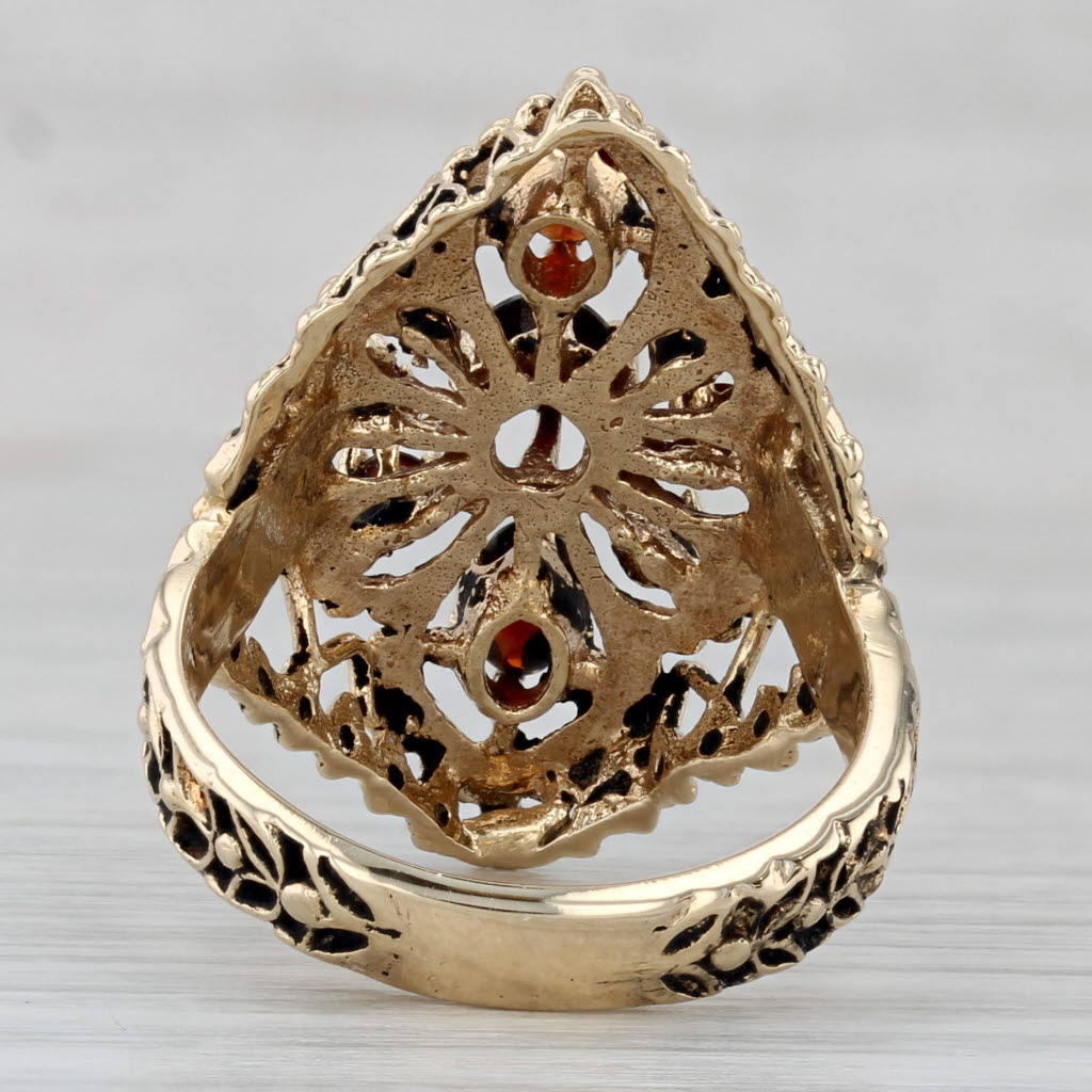 Ornate 1.47ctw Garnet Cocktail Ring 14k Yellow Gold Size 6.25