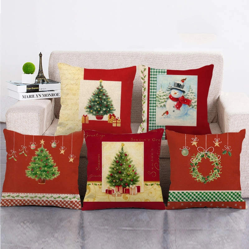 Christmas Casual Cartoon Linen Pillow Cases Couch & Sofa Decor