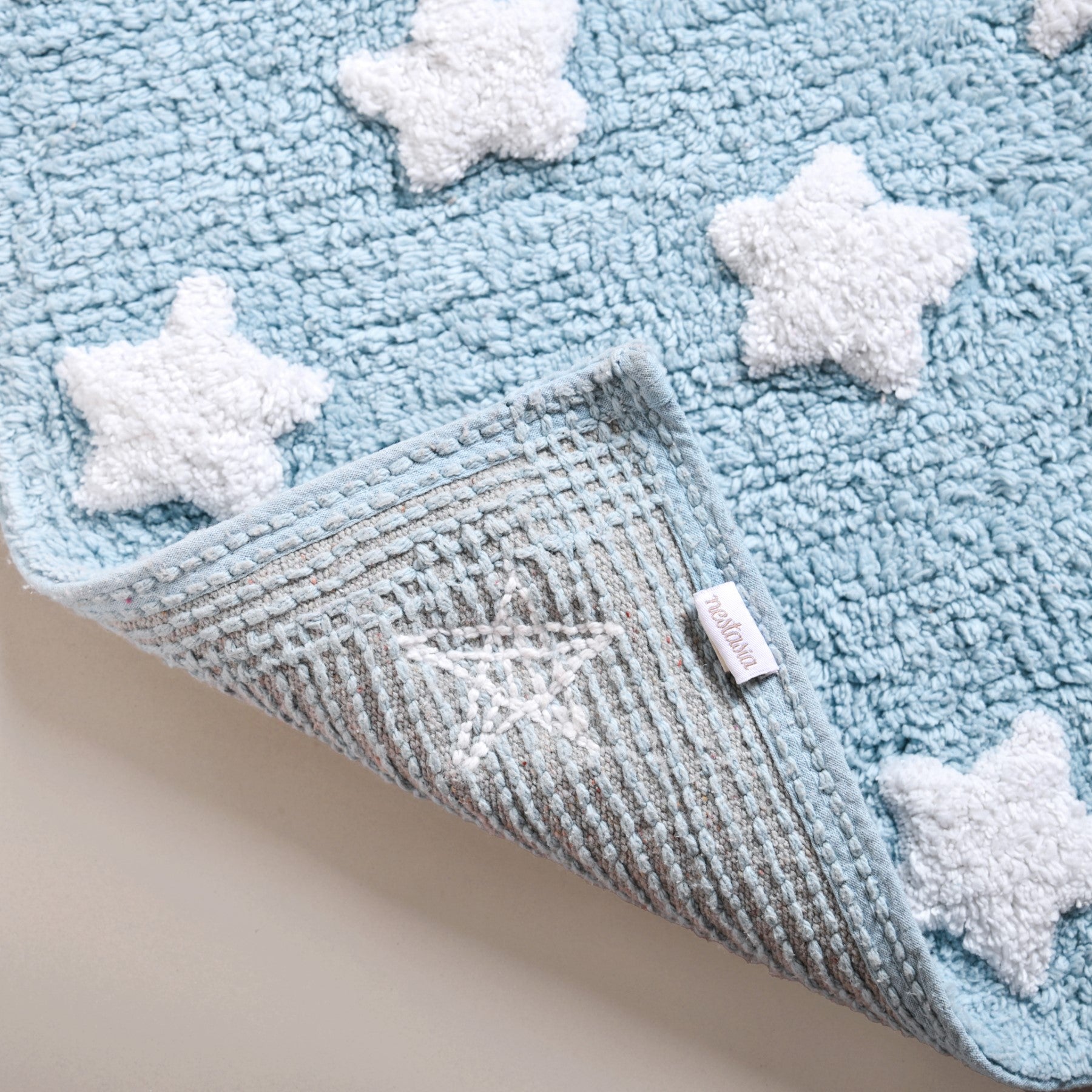 Stars Cotton Anti Slip Floor Mat For Kids Room 62x42cm