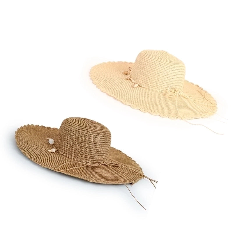 Wide-brimmed Sunshade Shell Lace Straw Hat