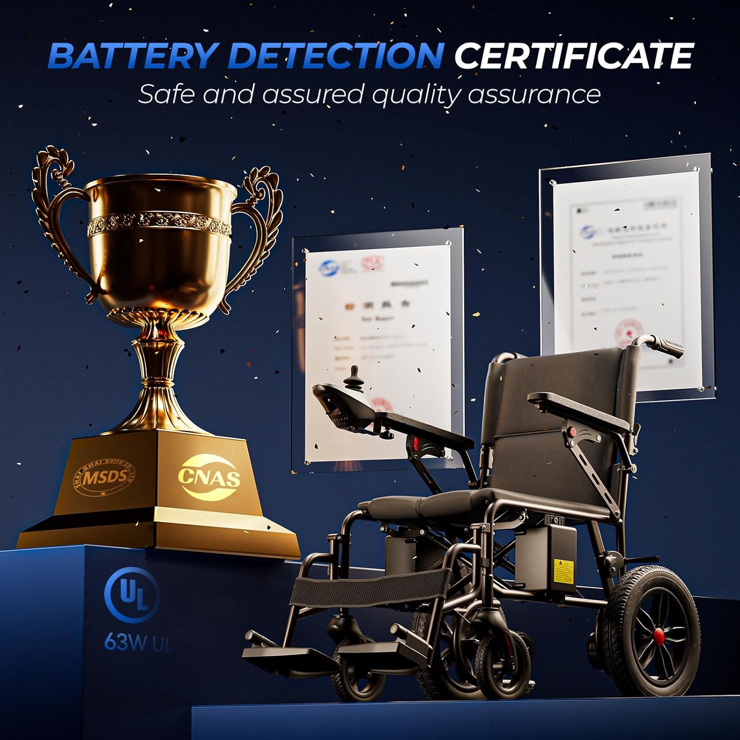 Electric Wheelchairs for Adults, Foldable Lightweight Electric Wheelchair Travel Motorized Wheelchairs for Seniors