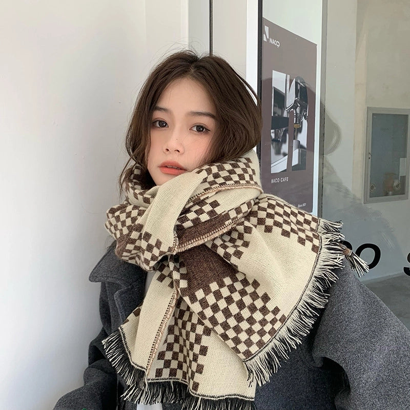 Women's  Lattice Imitation Cashmere Scarf