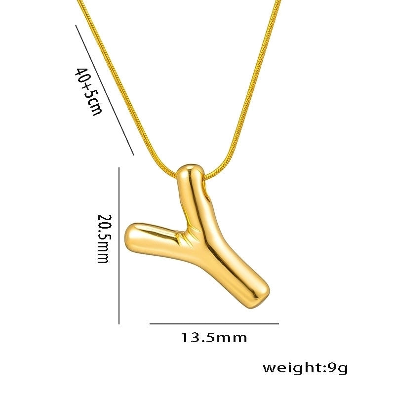 Titanium Steel Minimalist Letter Plating Pendant Necklace