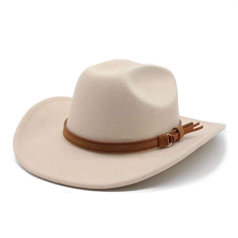 One-word Top Denim Top Hat Brim Felt Hat Men And Women Outdoor Western Denim Top Hat Woolen Jazz Hat