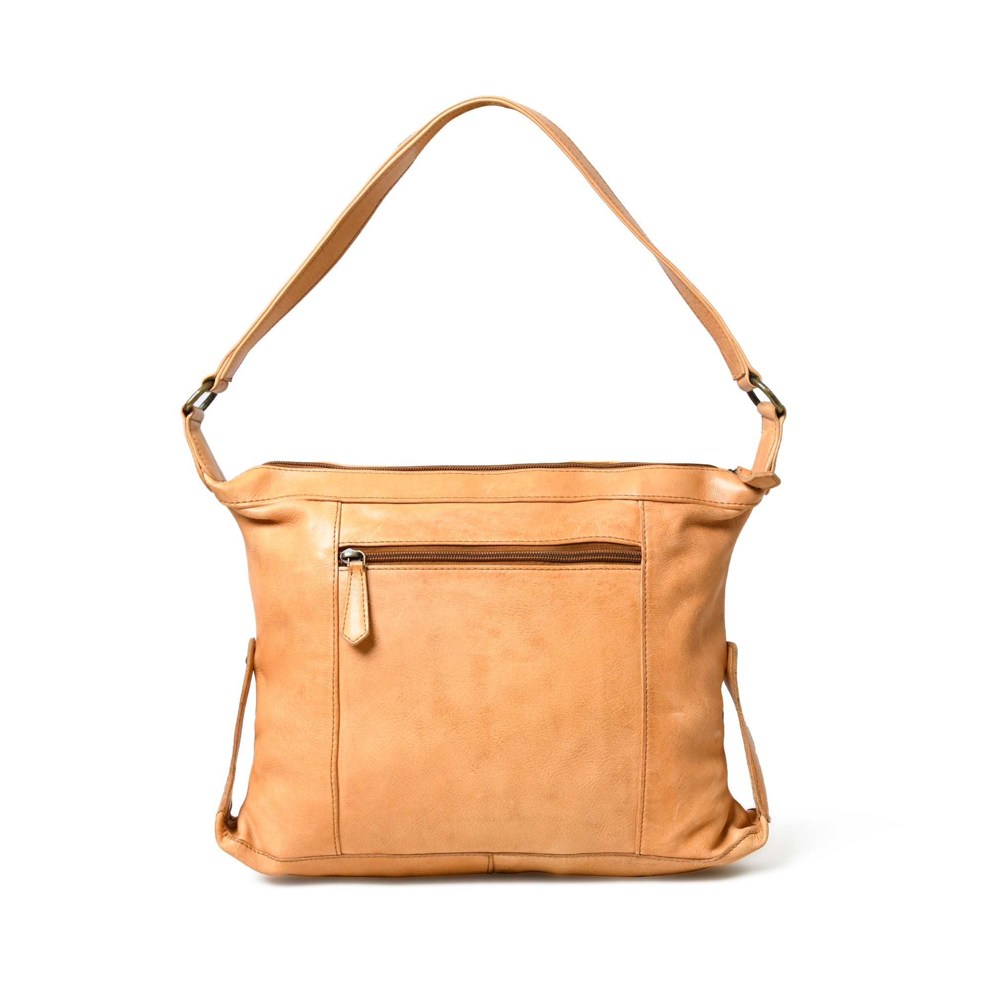 Textured Leather Shoulder Sling. Brown