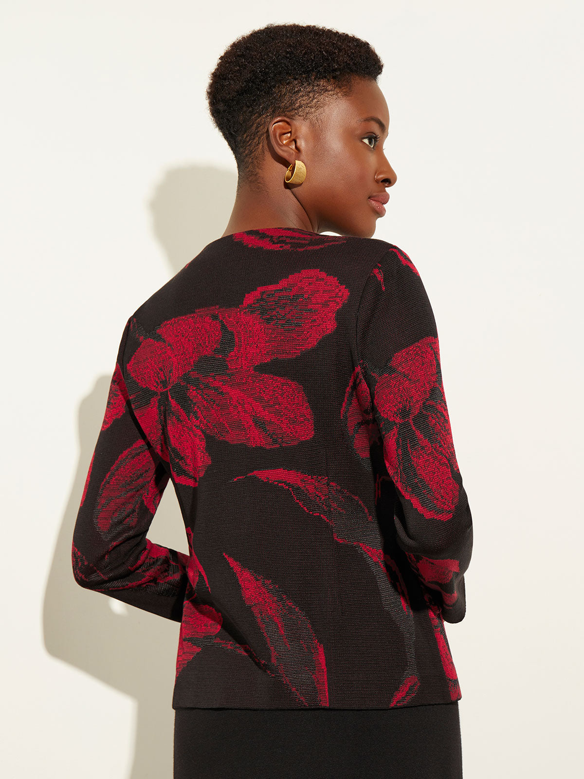 Heritage Fit Floral Button-Front Knit Jacket