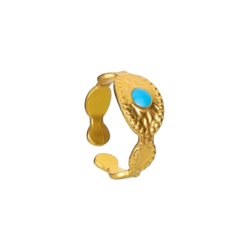 Vintage Style Color Block Stainless Steel 18K Gold Plated Plating Open Rings