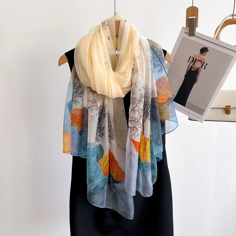 Spring And Summer New Yourou Silk Scarf Large Size Printed Beach Towel Dot Travel Vacation Sunscreen Scarf Women's Spot