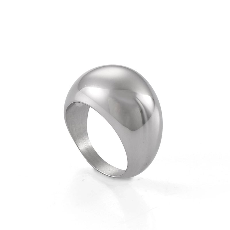 Fashion Solid Color Arc Large Smooth Stainless Steel  Geometric Ring